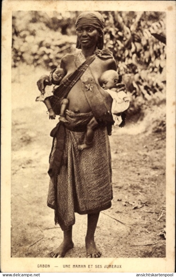 CPA Gabun, Mutter mit Zwillingen
