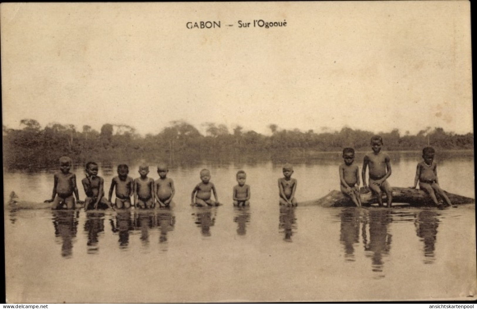 CPA Gabun, Sur l'Ogooue, Kinder im Fluss