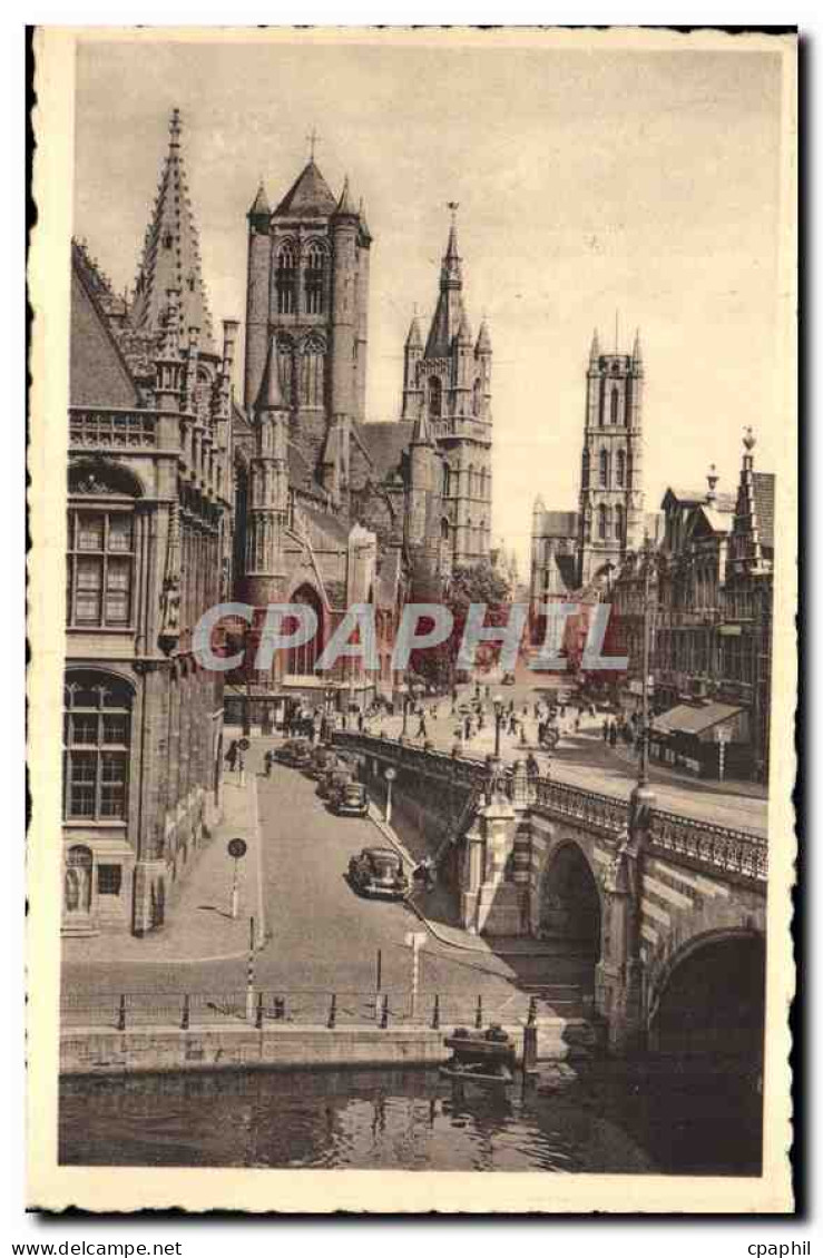 CPA Gand Eglise Saint Nicolas Belfroi et Eglise Saint Bavom