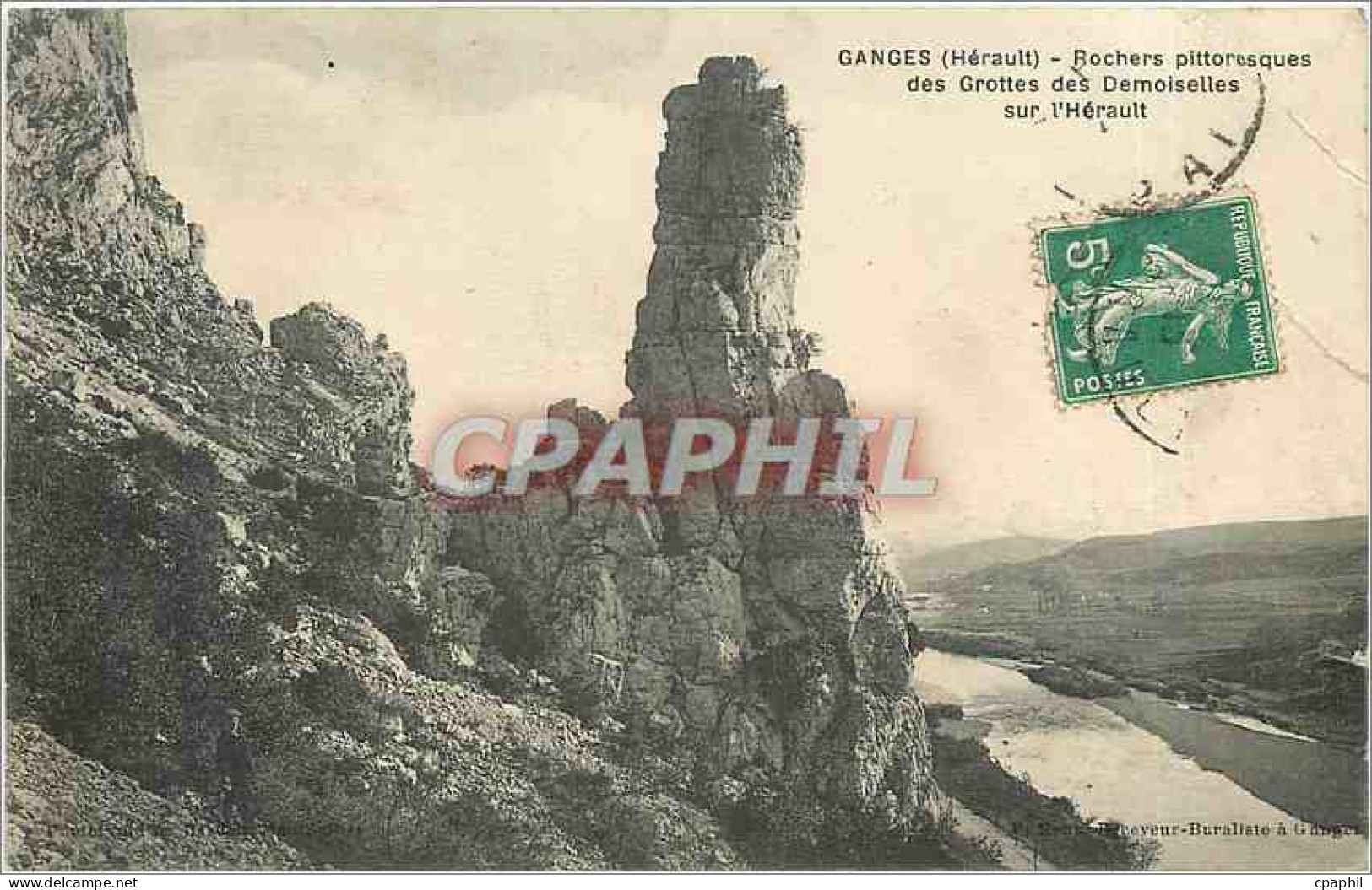 CPA Ganges Herault Roches Pittoresques des Grottes des Demoiselles sur l'Herault