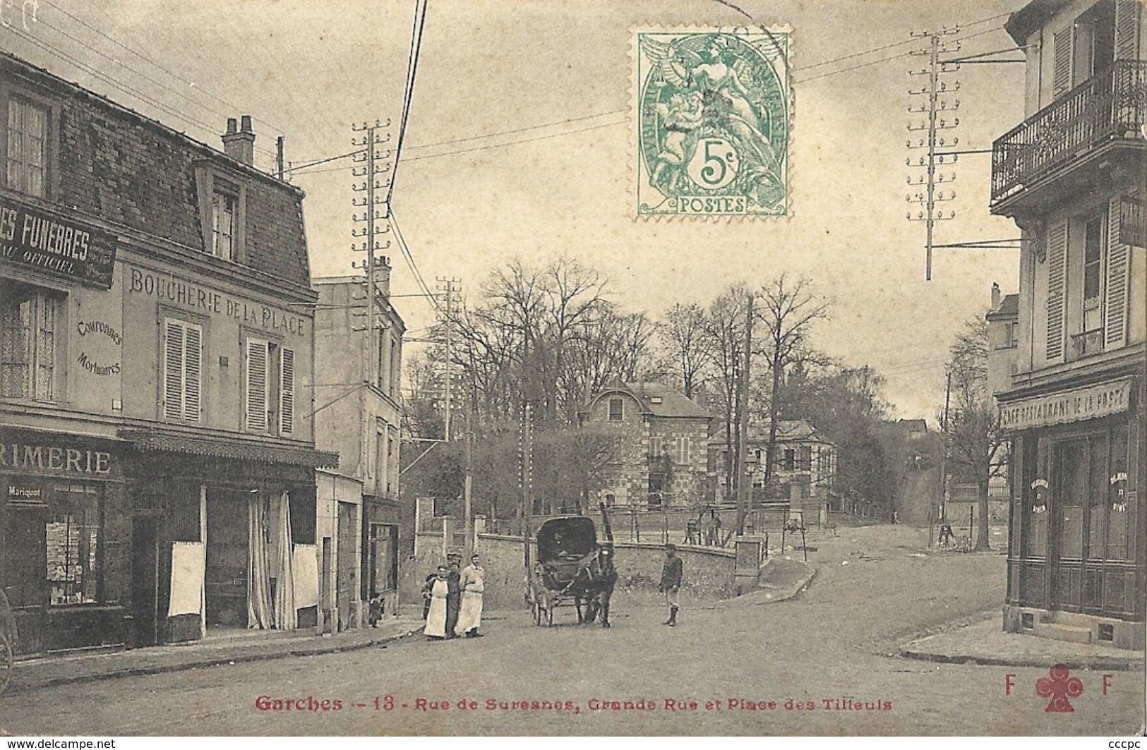 CPA Garches Rue de Suresnes Grande Rue et place des Tilleuls