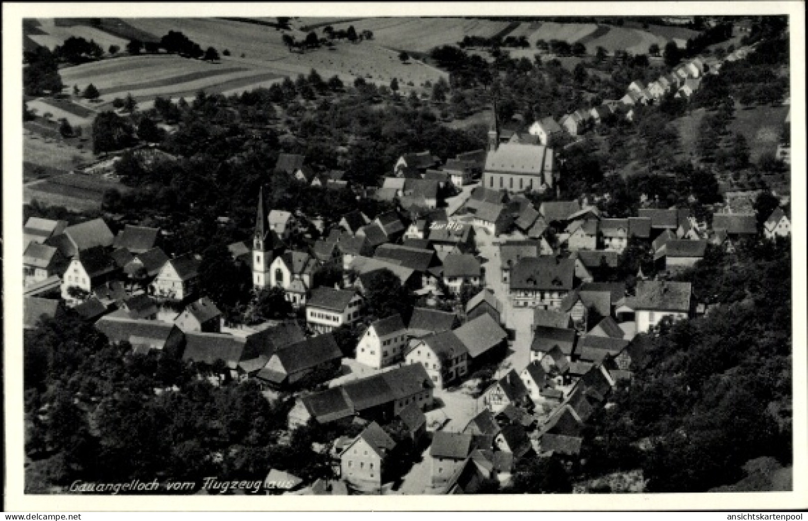 CPA Gauangelloch Leimen in Baden, Fliegeraufnahme, Kirche