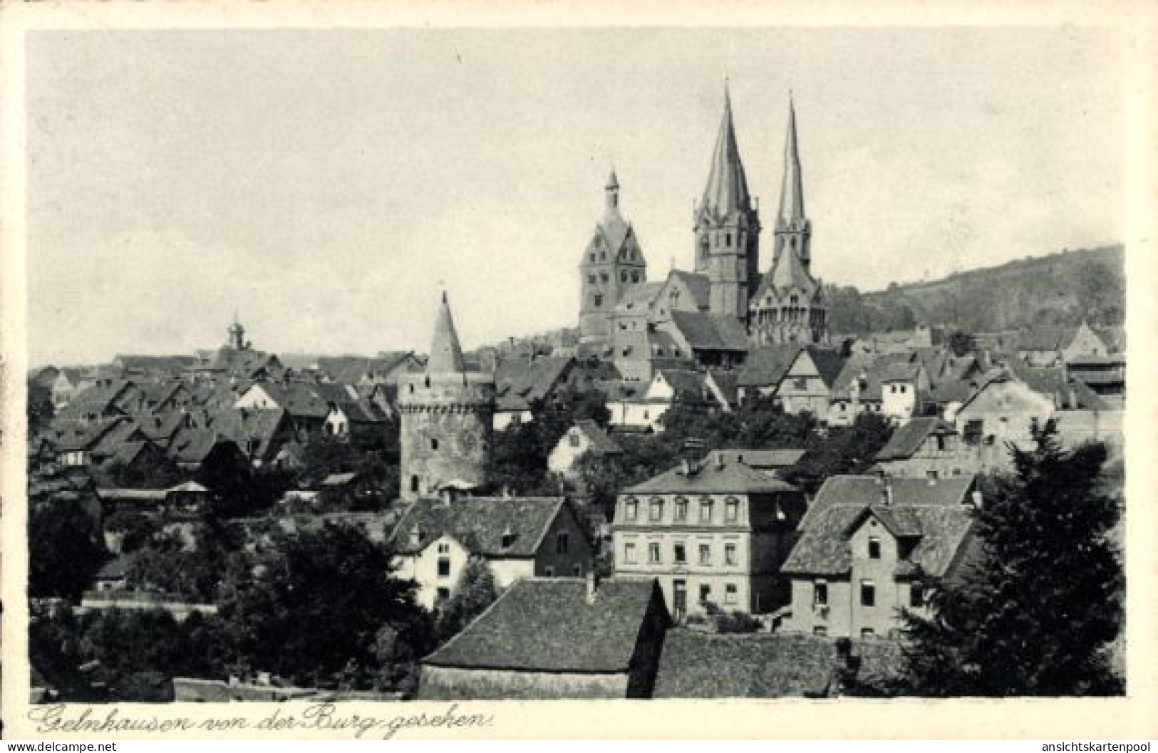 CPA Gelnhausen im Main Kinzig Kreis Hessen, Blick auf die Stadt von der Burg aus
