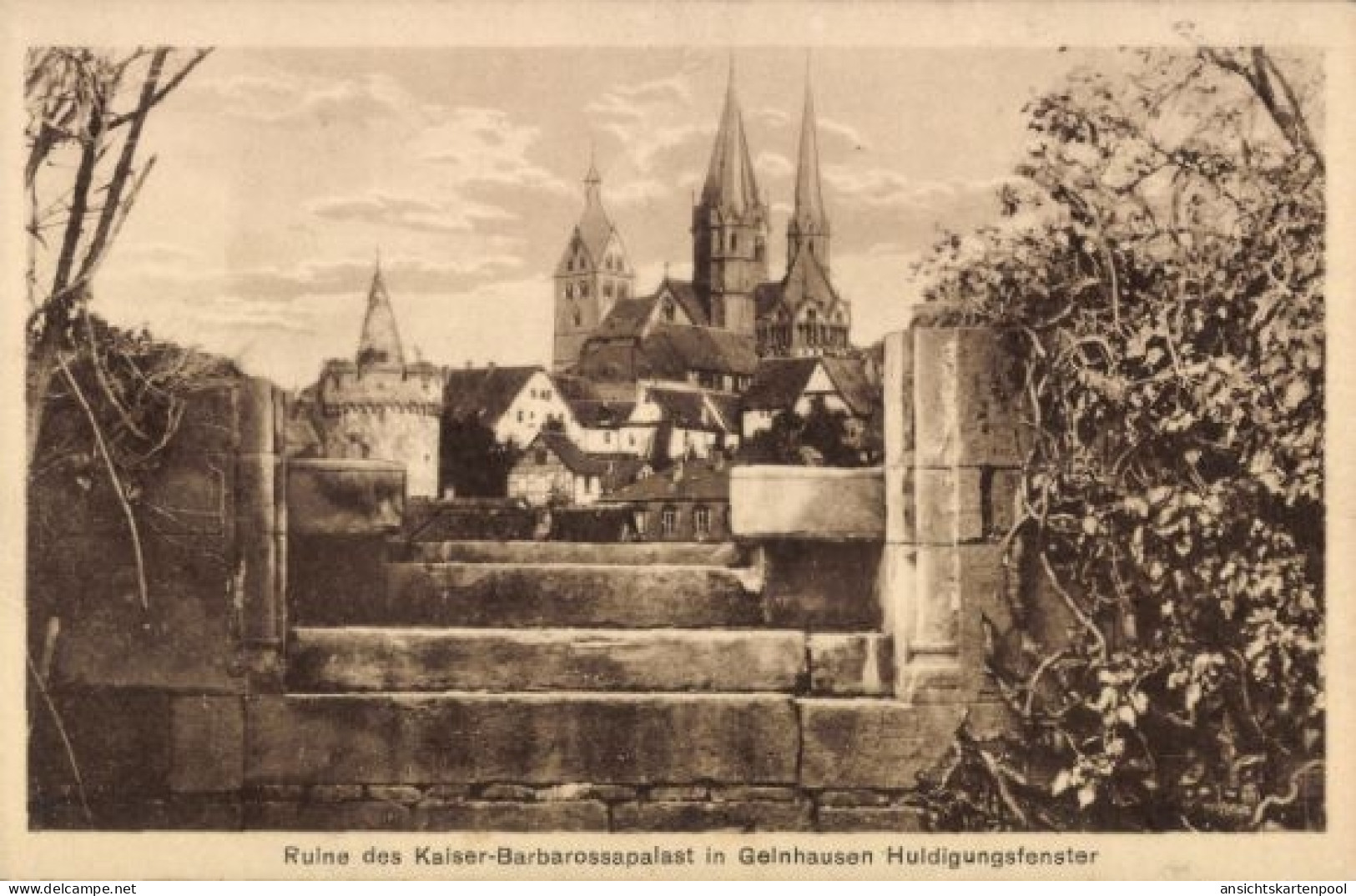 CPA Gelnhausen Main Kinzig Kreis, Ruine des Kaiser Barbarossapalasts, Huldingsfenster