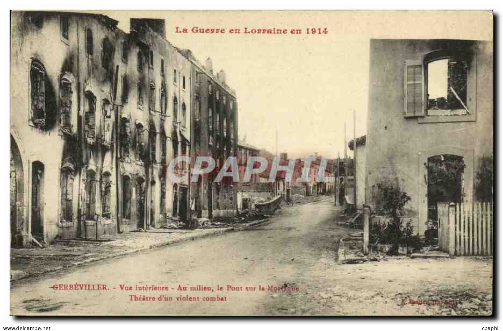 CPA Gerbeviller Vue Interieure Militaria