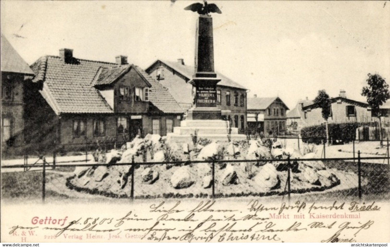 CPA Gettorf in Schleswig-Holstein, Markt, Kaiserdenkmal