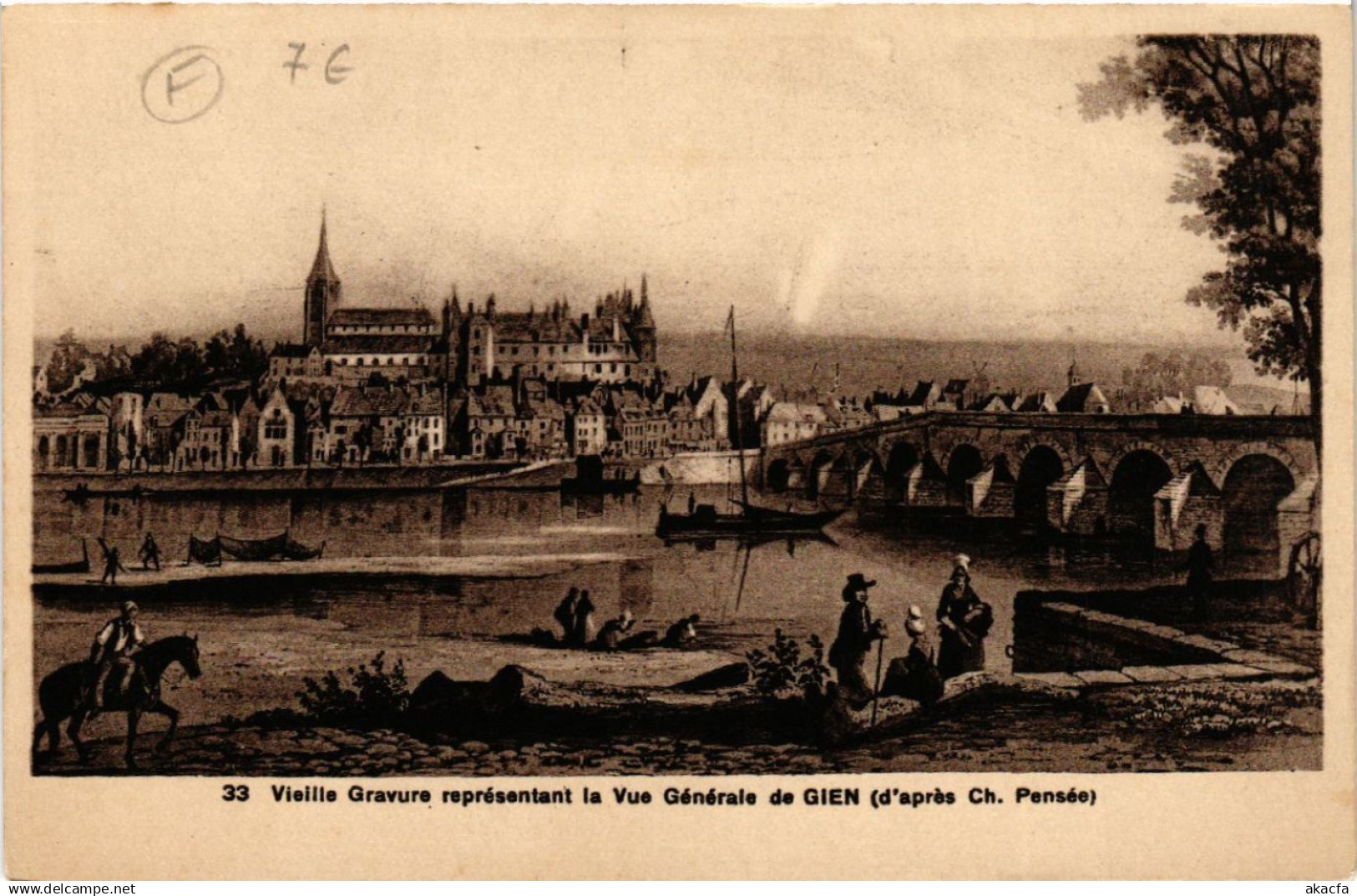 CPA GIEN - Vieille Gravure representant la Vue générale de GIEN (631969)