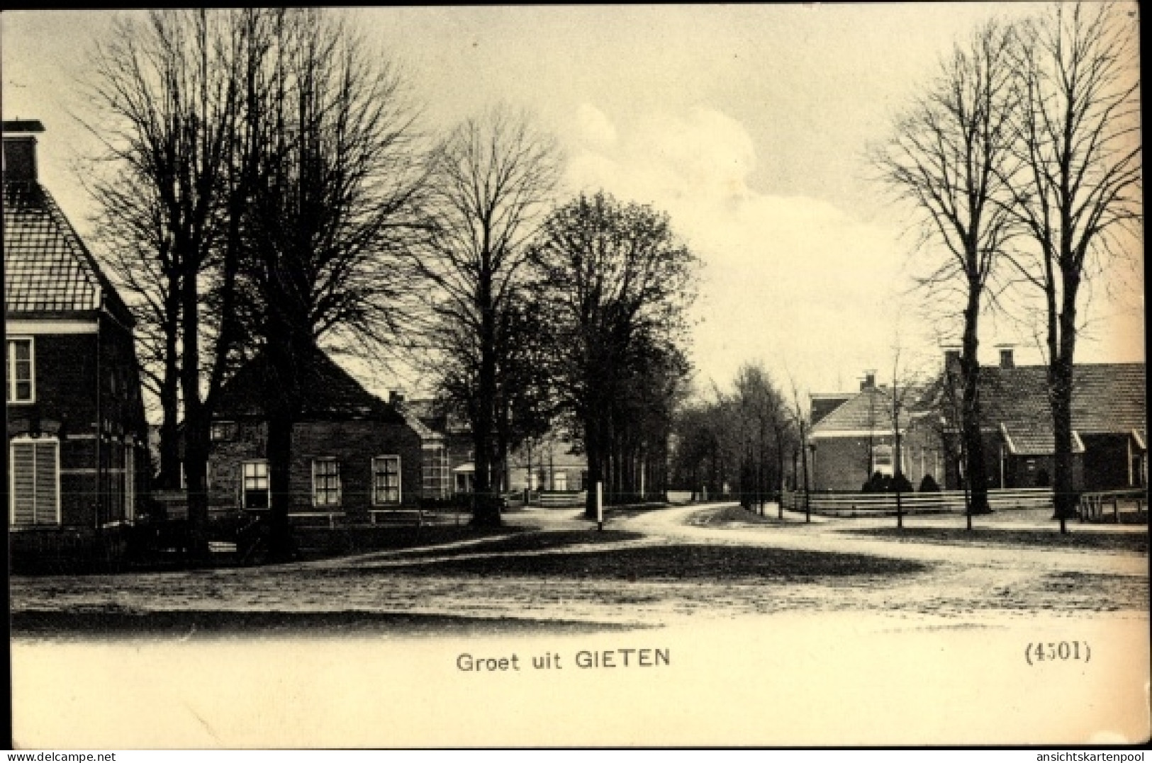 CPA Gieten Drenthe Niederlande, Dorfpartie