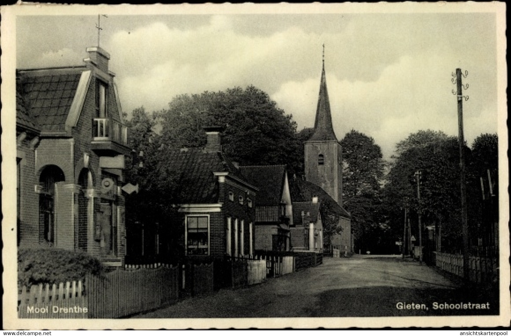 CPA Gieten Drenthe Niederlande, Schoolstraat