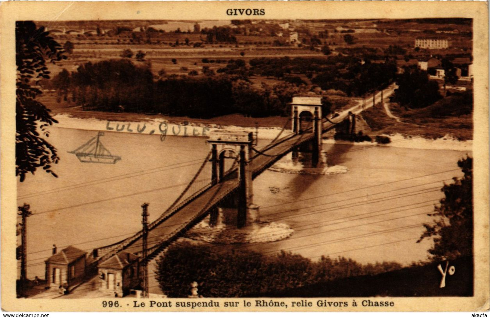 CPA Givors - Le Pont Suspendu sur le Rhone - Relie Givors a Chasse (1036285)