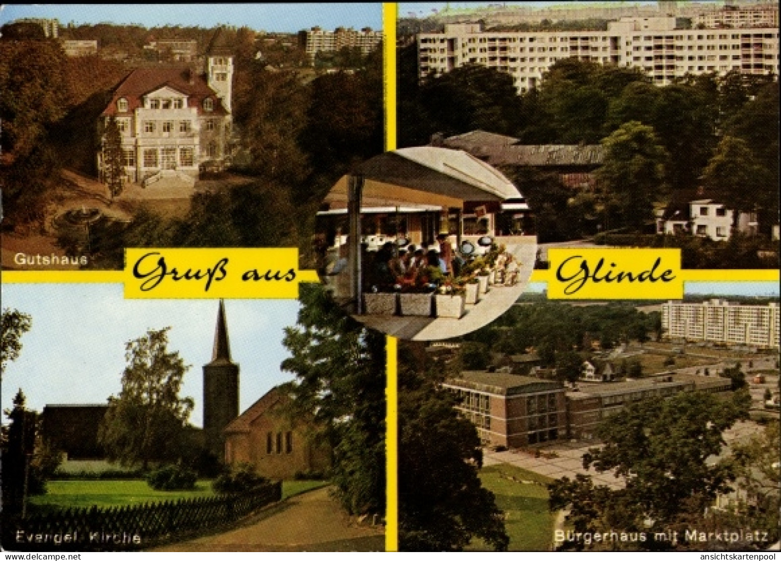 CPA Glinde in Schleswig Holstein, Gutshaus, Bürgerhaus mit Marktplatz, Evangelische Kirche