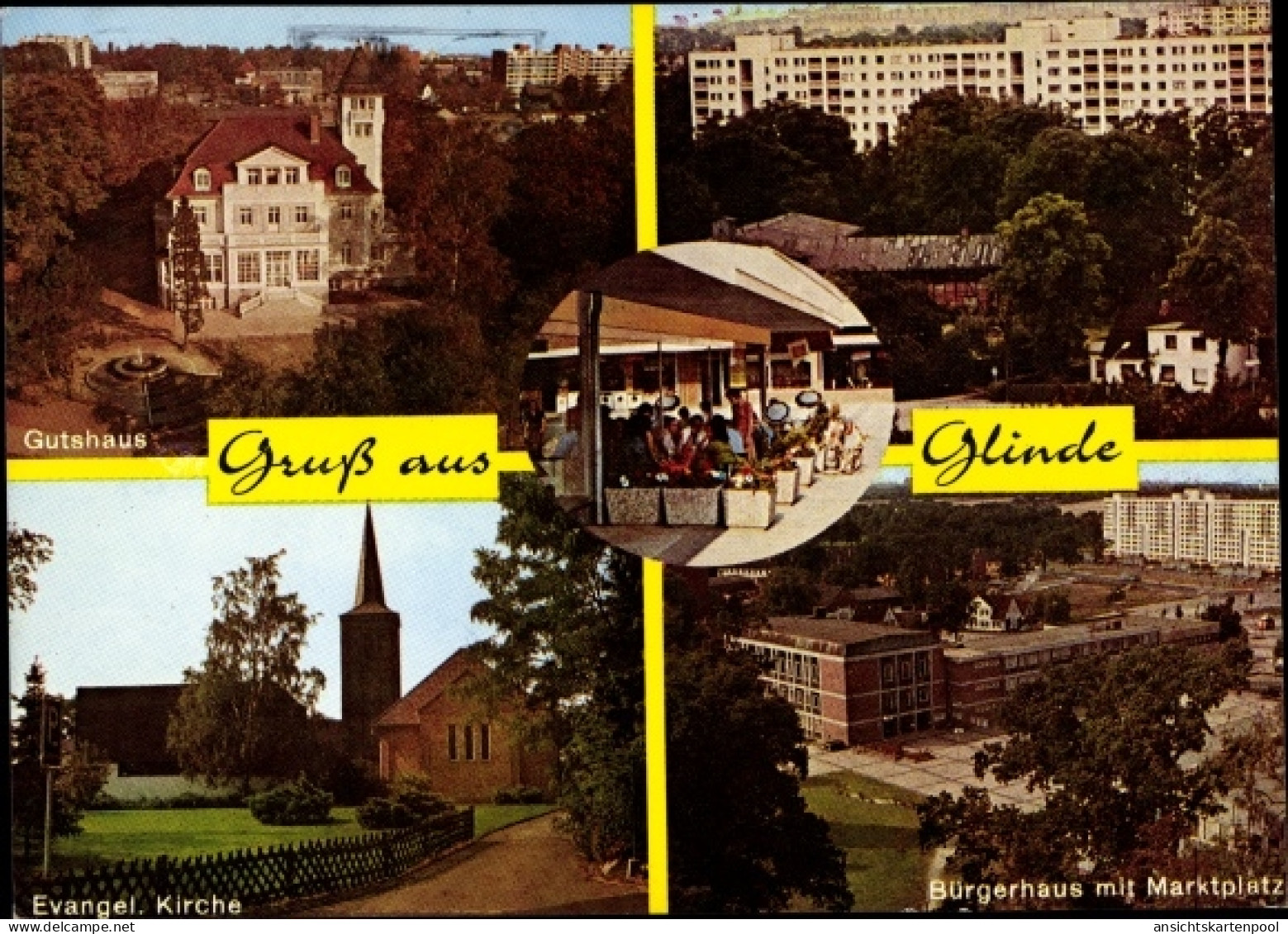 CPA Glinde in Schleswig Holstein, Gutshaus, Evangelische Kirche, Bürgerhaus mit Marktplatz