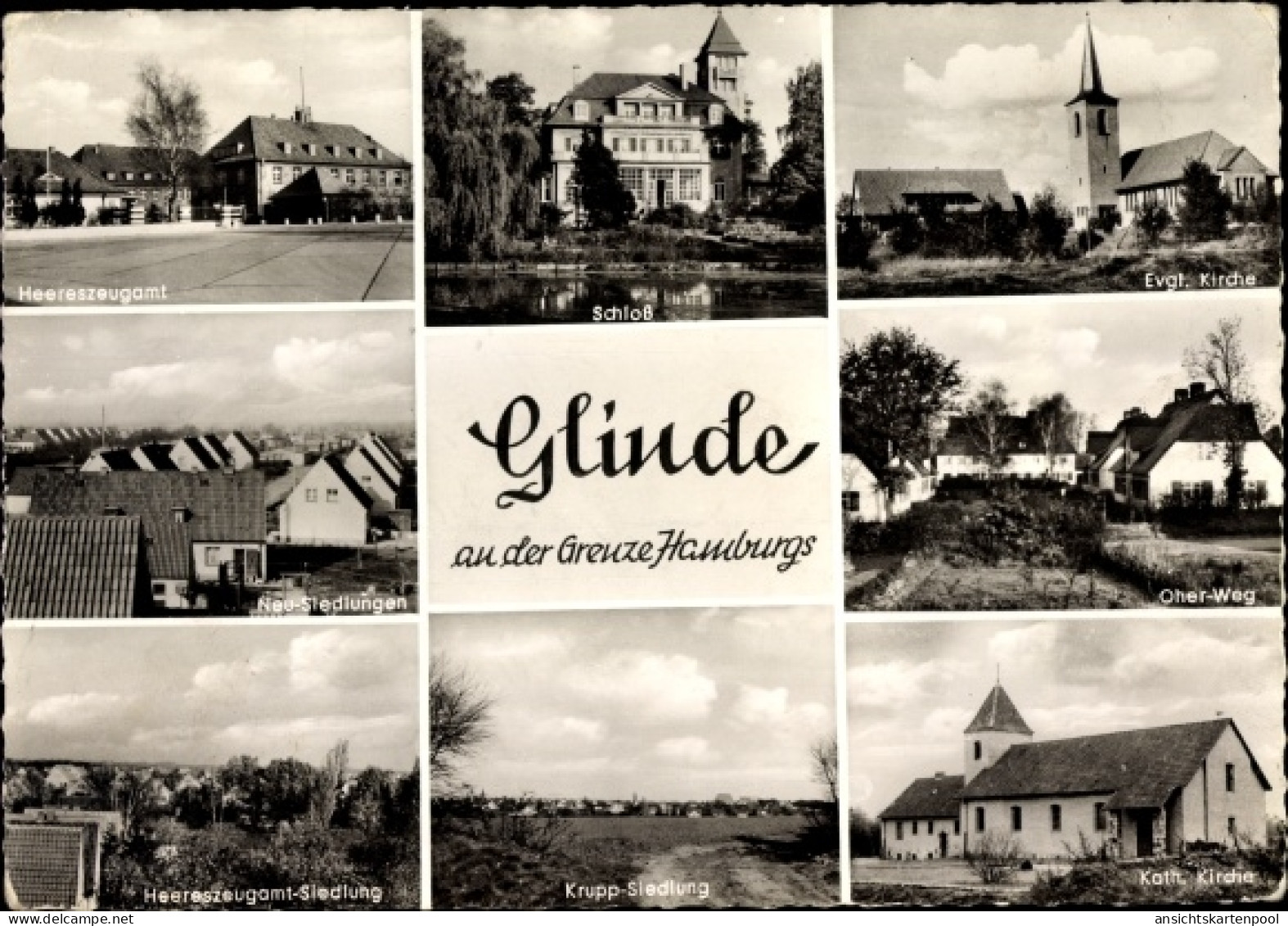 CPA Glinde in Schleswig Holstein, Heereszeugamt, Schloss, Neu Siedlung, Oher Weg, Kirche