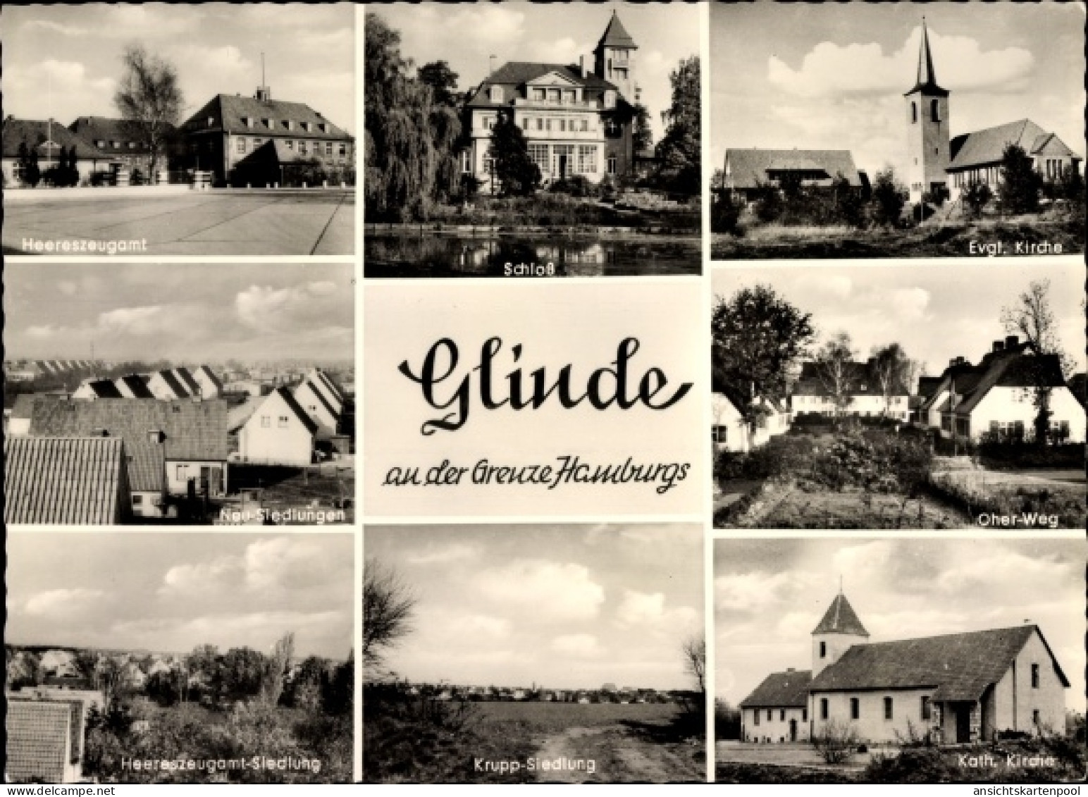 CPA Glinde in Schleswig Holstein, Schloss, Heereszeugamt, Oher Weg, Kirche, Krupp Siedlung