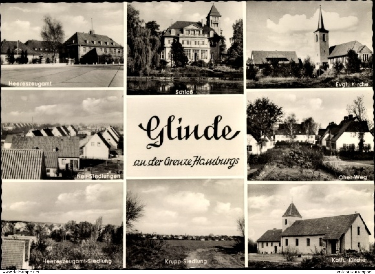 CPA Glinde in Schleswig Holstein, Schloss, Heereszeugamt, Oher Weg, Kirche, Krupp Siedlung