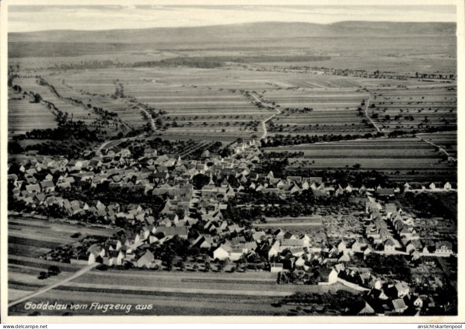 CPA Goddelau Riedstadt in Hessen, Luftaufnahme von Felder, Häuser, Landschaft