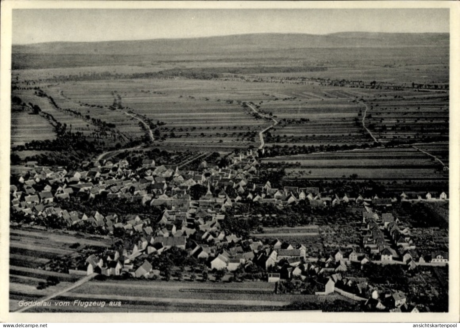 CPA Goddelau Riedstadt in Hessen, Luftaufnahme von Landschaft, Häuser, Felder