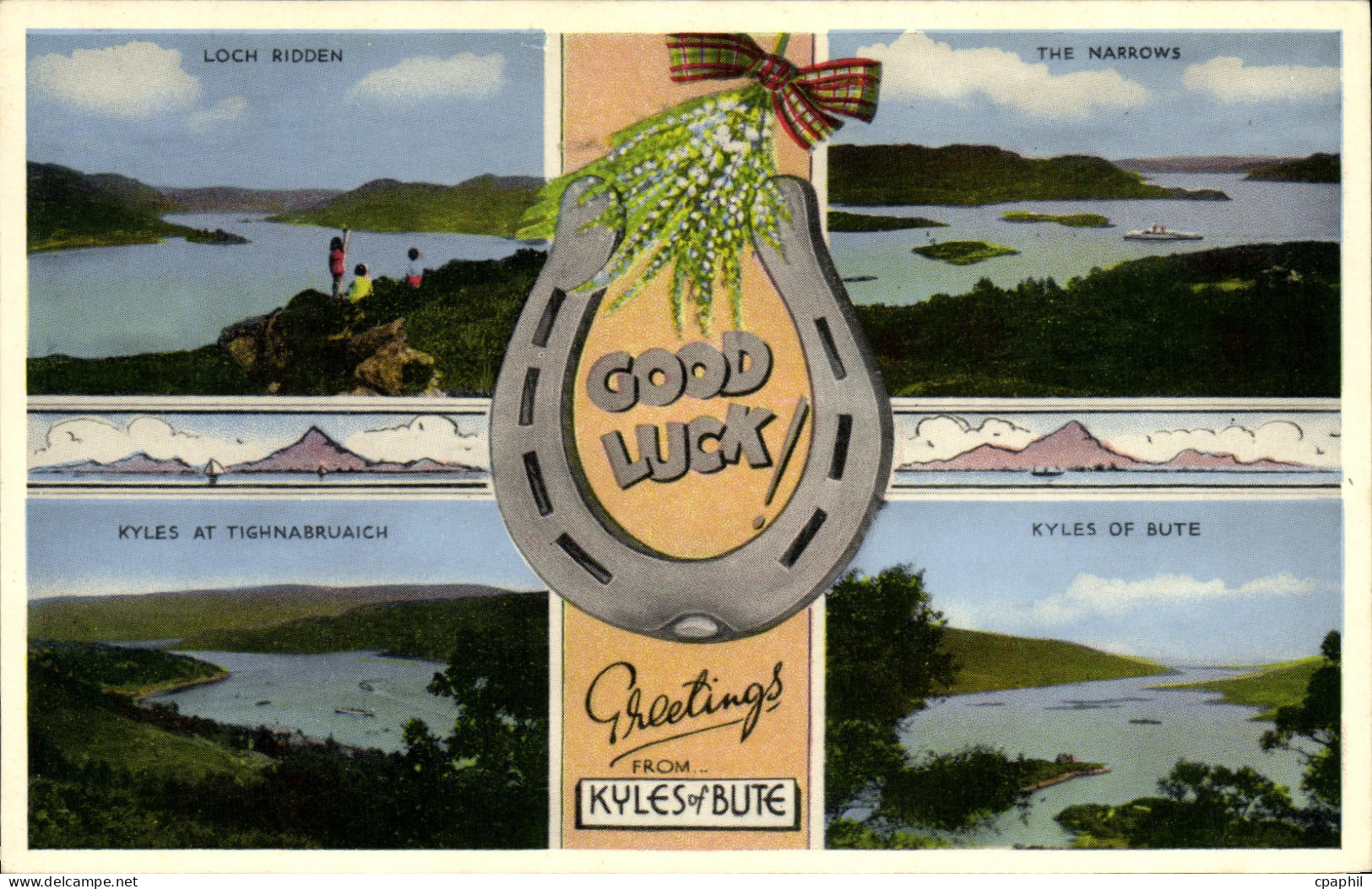 CPA Greetings From Kyles of Bute Fer cheval