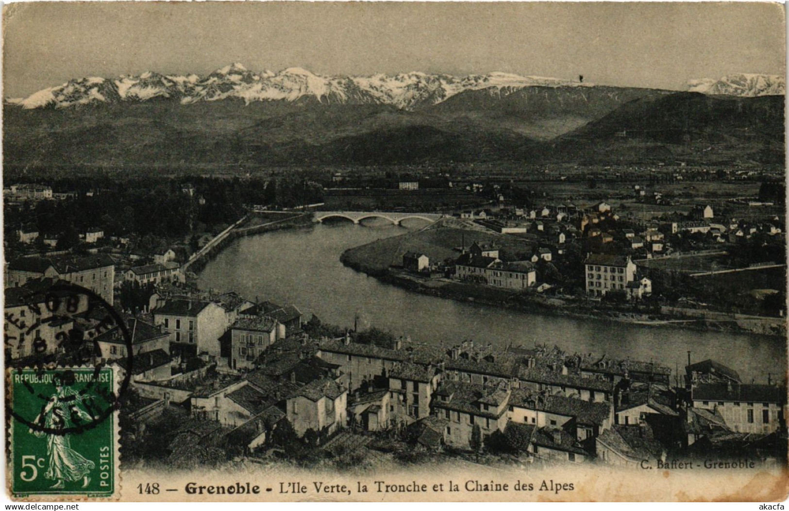 CPA GRENOBLE - L'Ile Verte la TRONCHE et la Chaine des Alpes (655047)