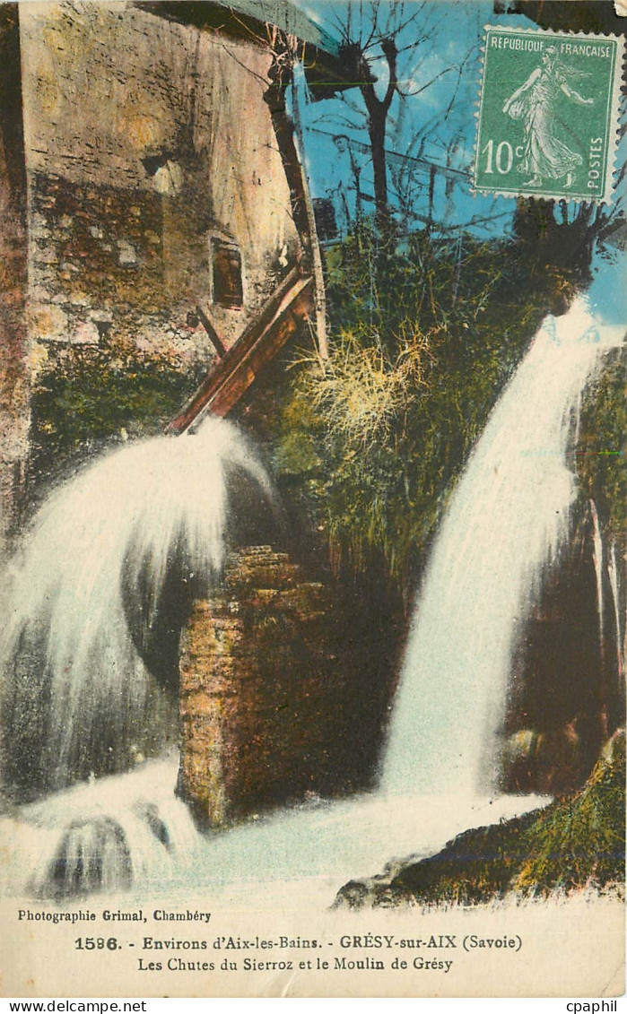 CPA GRESY sur AIX (Savoie) les Chutes du Sierroz et le Moulin de Gresy