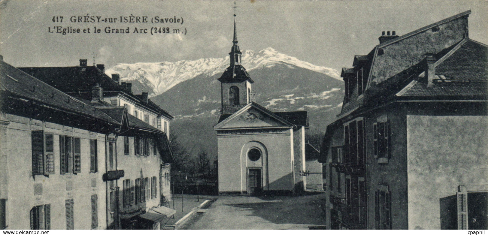 CPA Gresy sur Isere Savoie l'eglise et le Grand Arc