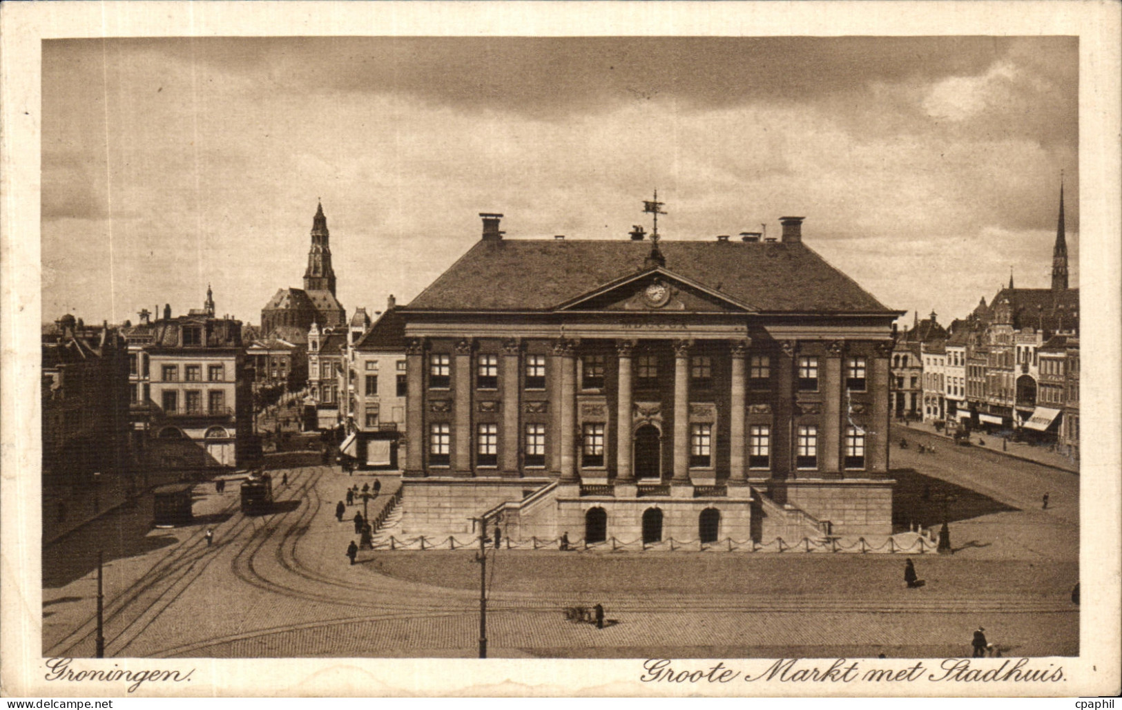 CPA Groningen Groote Marktmet Stadhuis