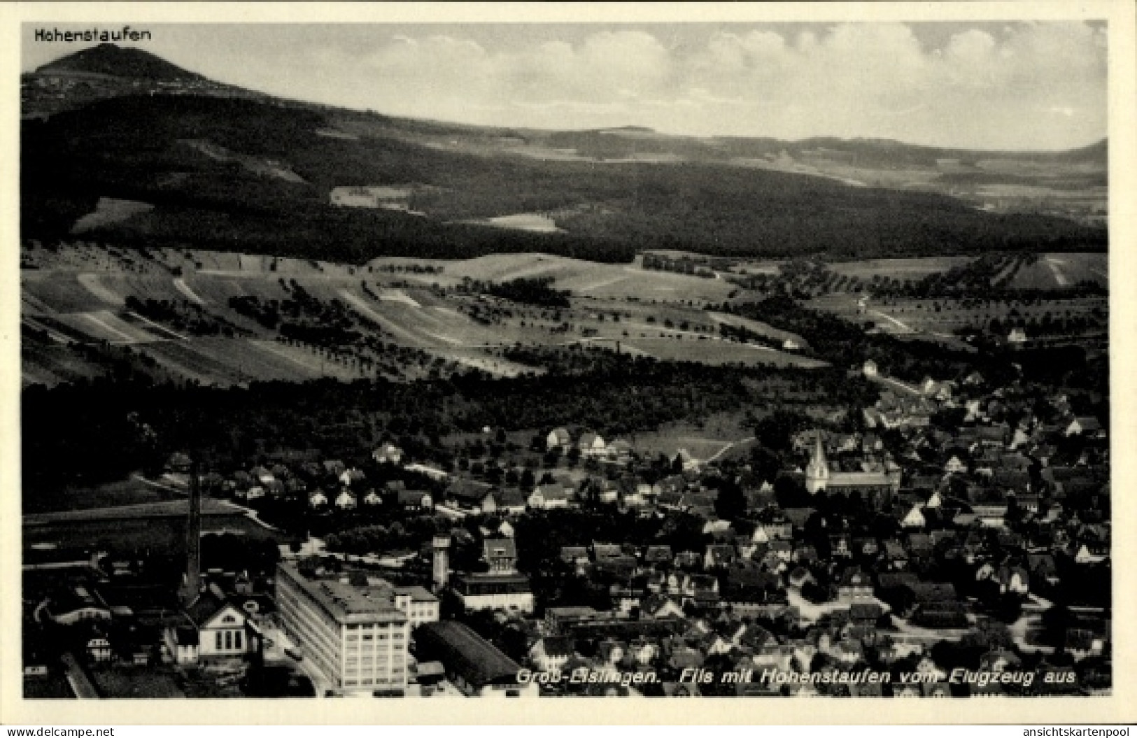 CPA Groß Eislingen an der Fils Württemberg, Fliegeraufnahme, Hohenstaufen