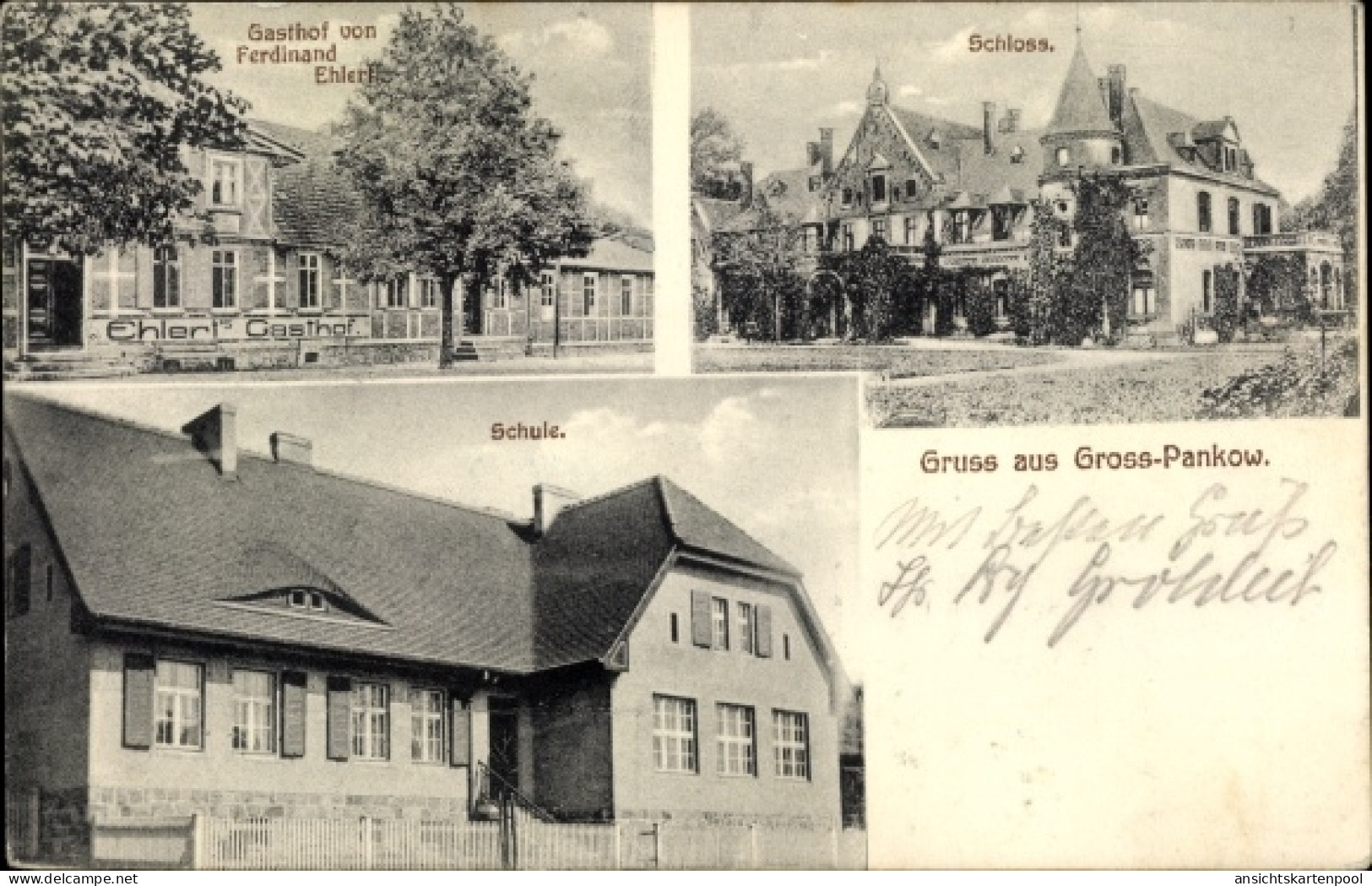 CPA Groß Pankow Prignitz, Schloss, Schule, Gasthof