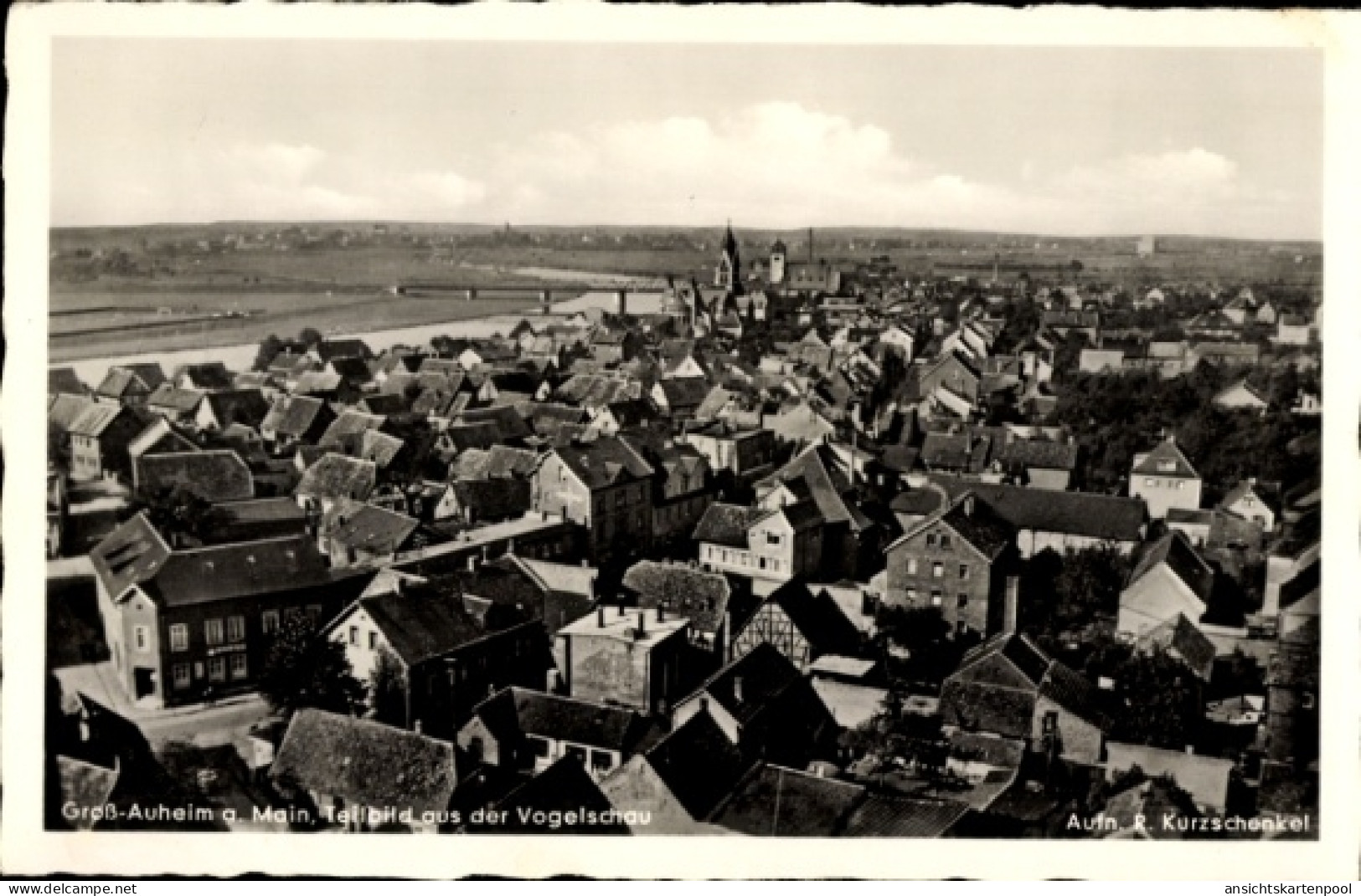 CPA Großauheim Hanau im Main Kinzig Kreis Hessen, Teilbild aus der Vogelschau