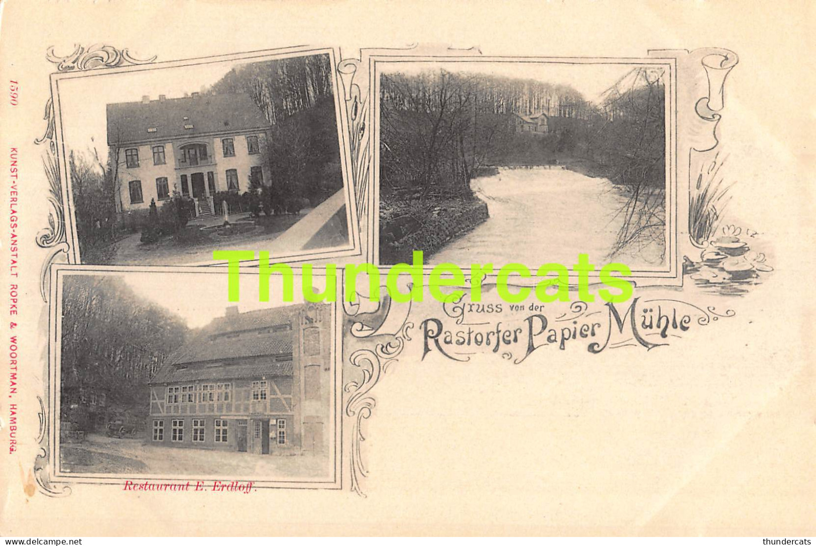 CPA GRUSS VON DER RASTORFER PAPIER MUHLE RESTAURANT E ERDLOFF ROPKE WOORTMAN HAMBURG MOULIN MOLEN MILL