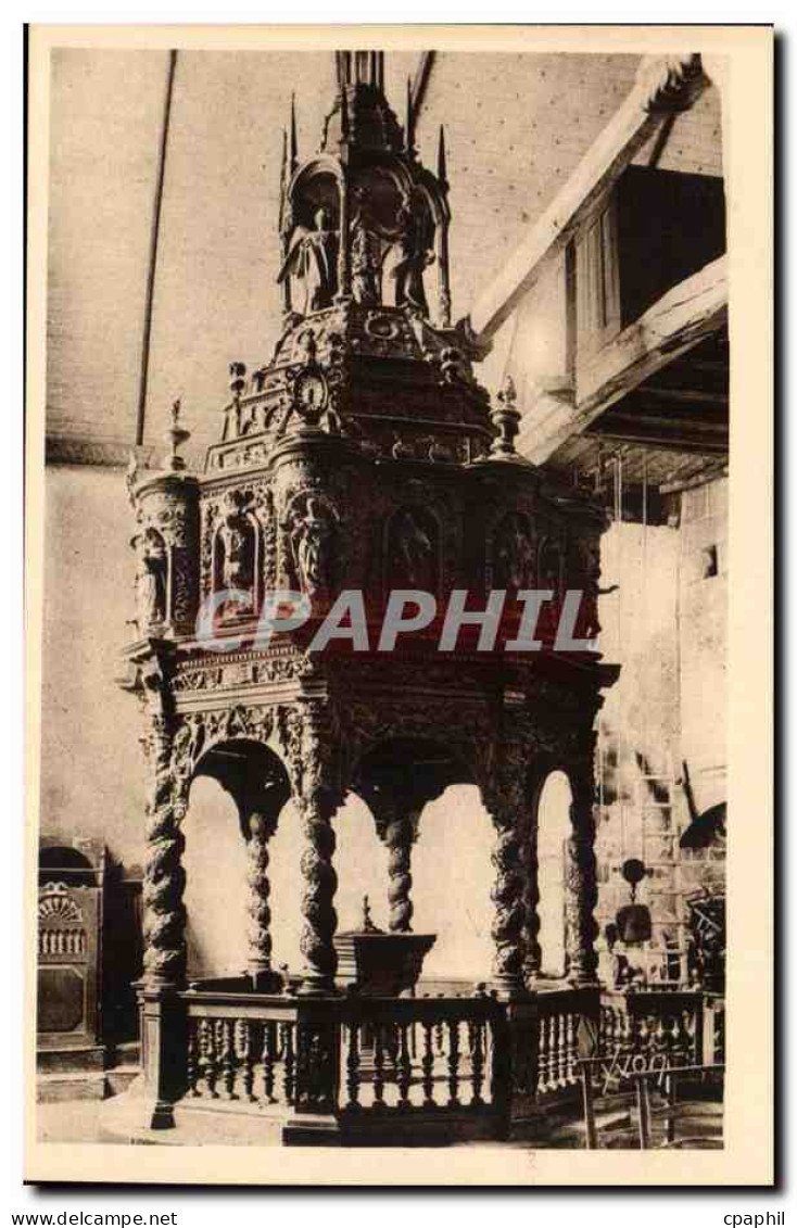 CPA Guimiliau CPA Interieur de l'eglise le baptistere (chene sculpte 18eme)