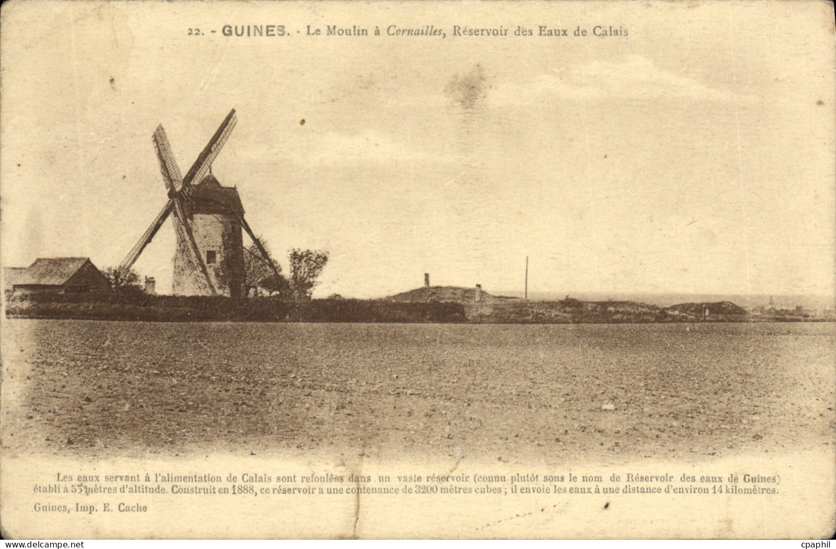 CPA Guines le Moulin à Cornailles Reservoir des Eaux de Calais