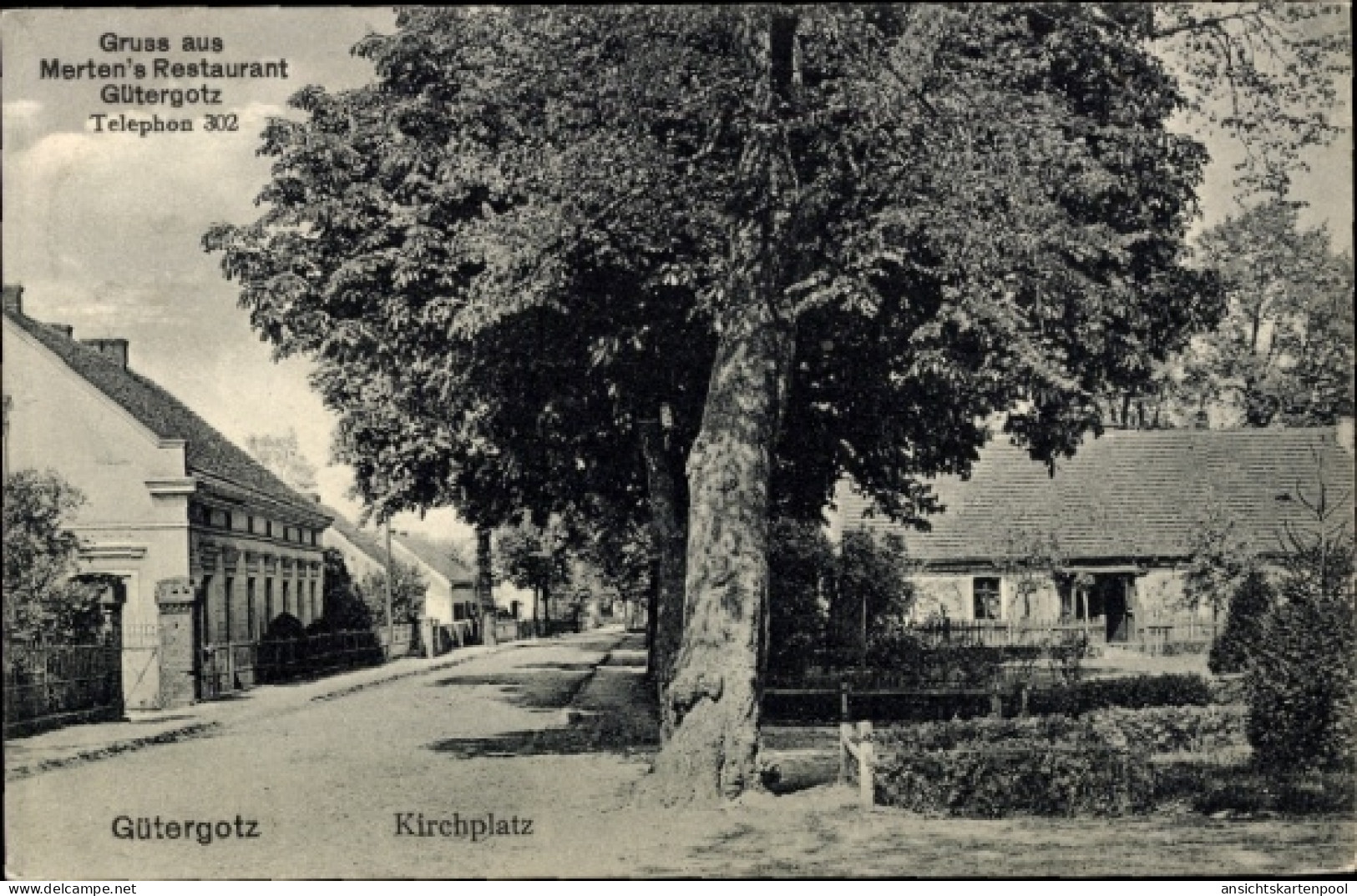 CPA Gütergotz Stahnsdorf Brandenburg, Merten's Restaurant, Kirchplatz