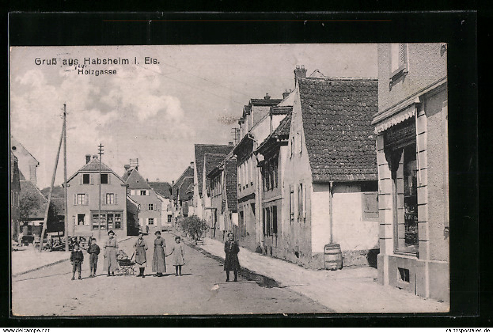 CPA Habsheim i. Els, Holzgasse, vue générale