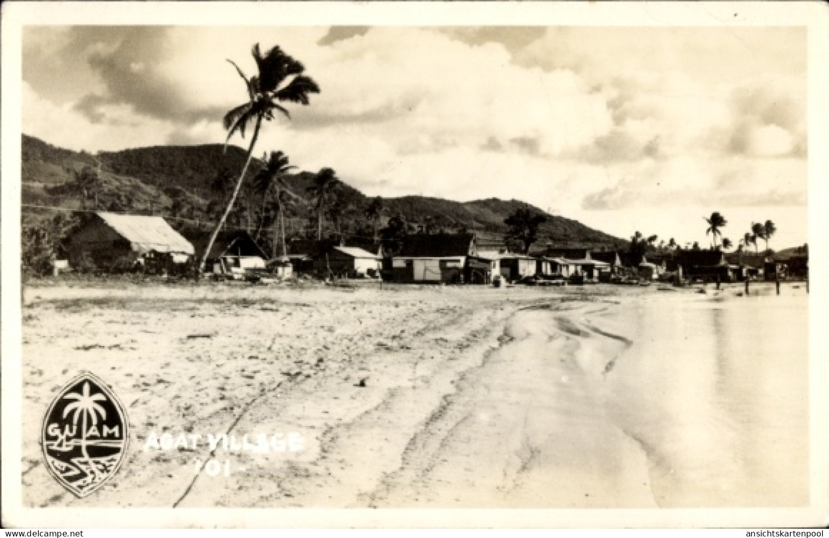 CPA Hågat Insel Guam USA, Strand, Häuser, Palmen