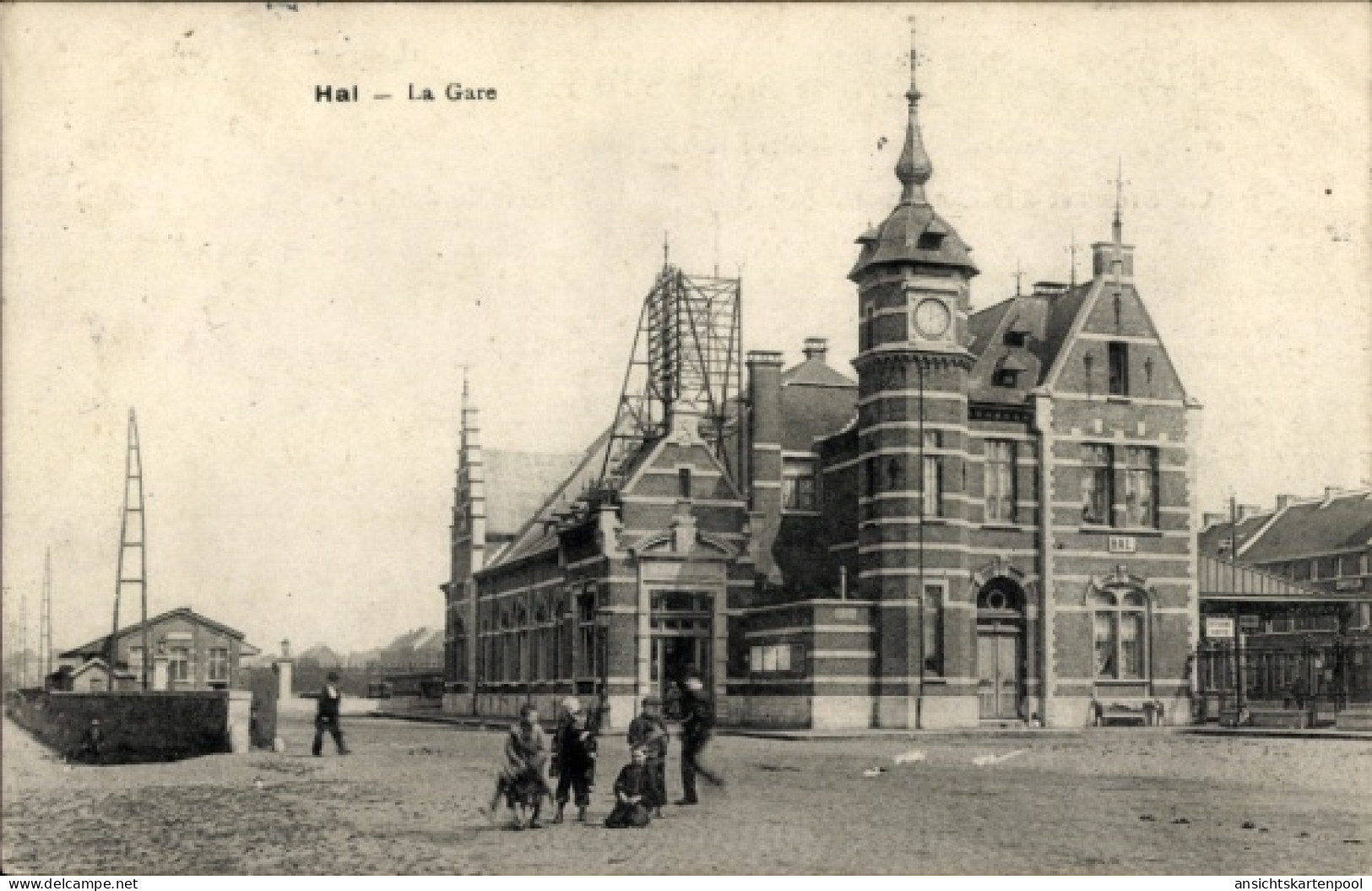 CPA Hal Brabant flamand Flandre, Gare