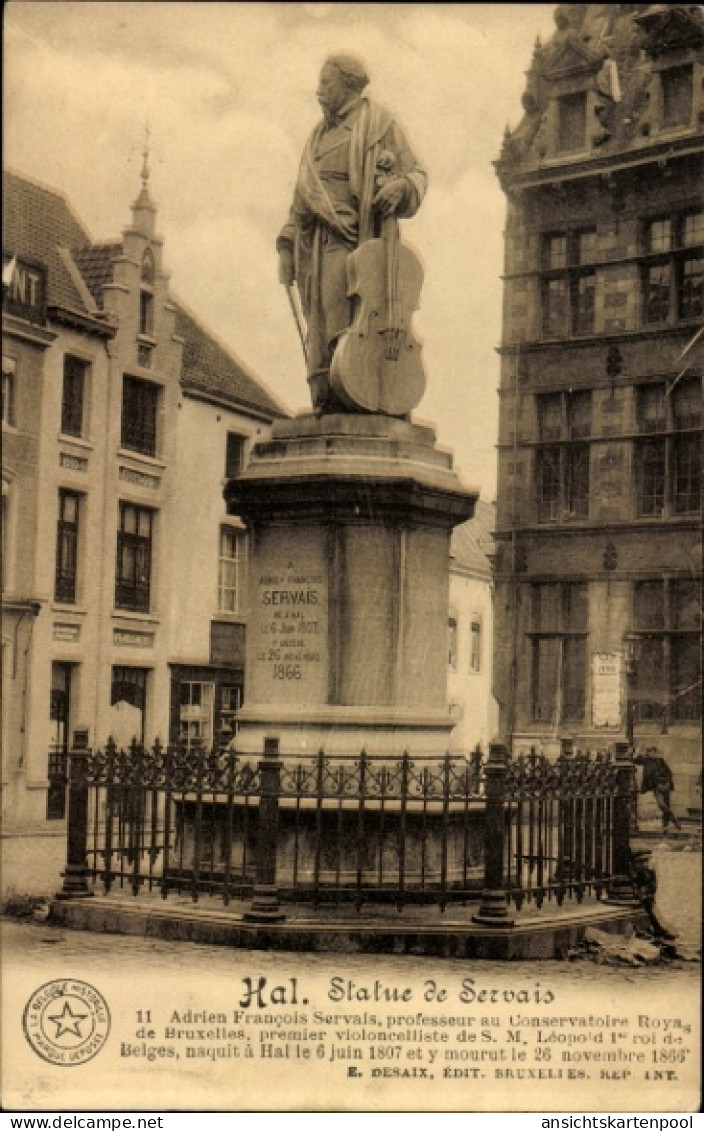 CPA Hal Brabant flamand Flandre, Statue de Servais