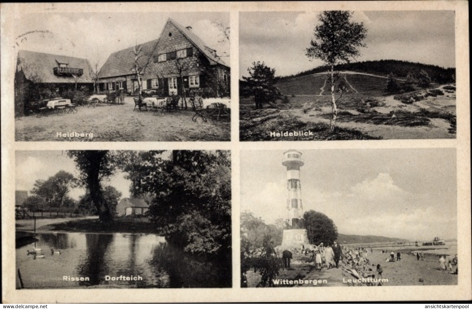 CPA Hamburg Altona Rissen Wittenbergen, Dorfteich, Leuchtturm, Heidberg, Heideblick