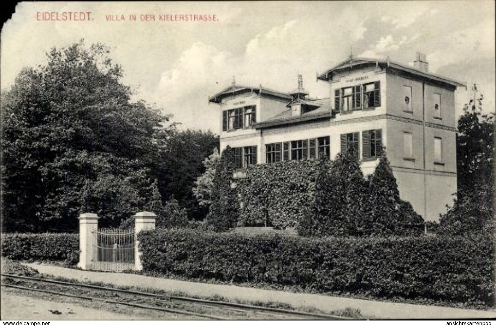 CPA Hamburg Eidelstedt, Villa in der Kieler Straße, Gesamtansicht, Tor, Gleise