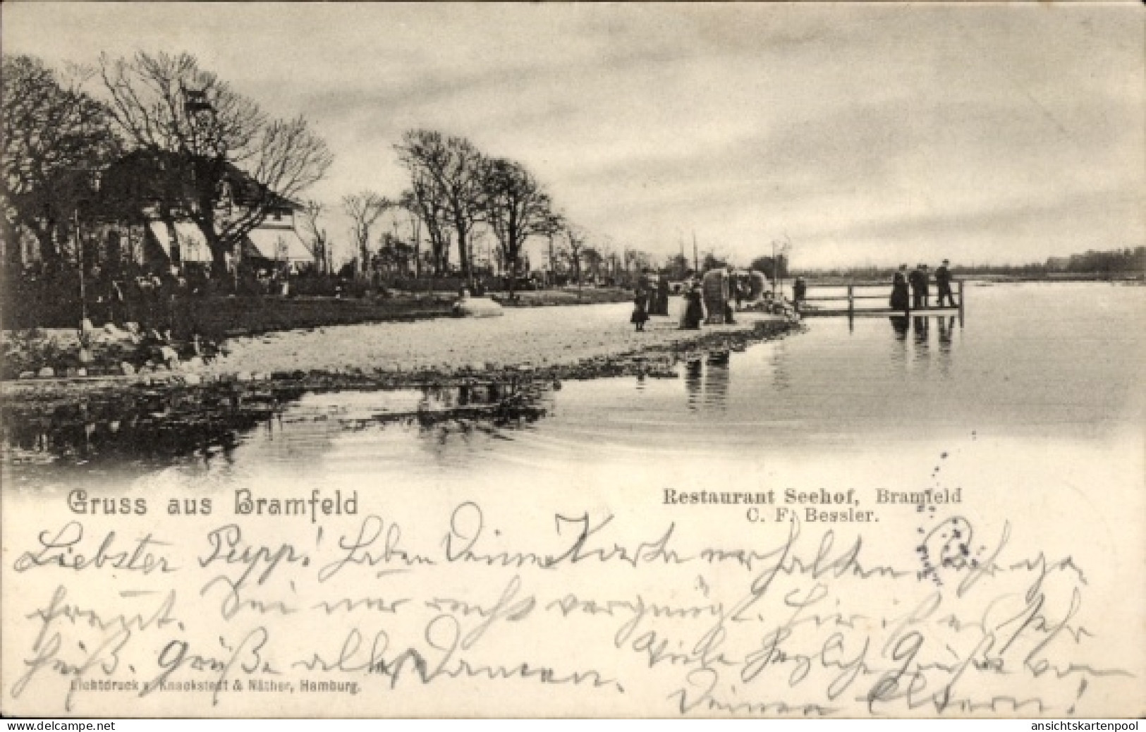 CPA Hamburg Wandsbek Bramfeld, Restaurant Seehof, Strand