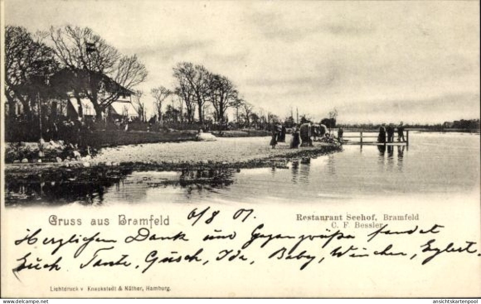 CPA Hamburg Wandsbek Bramfeld, Restaurant Seehof, Uferpartie
