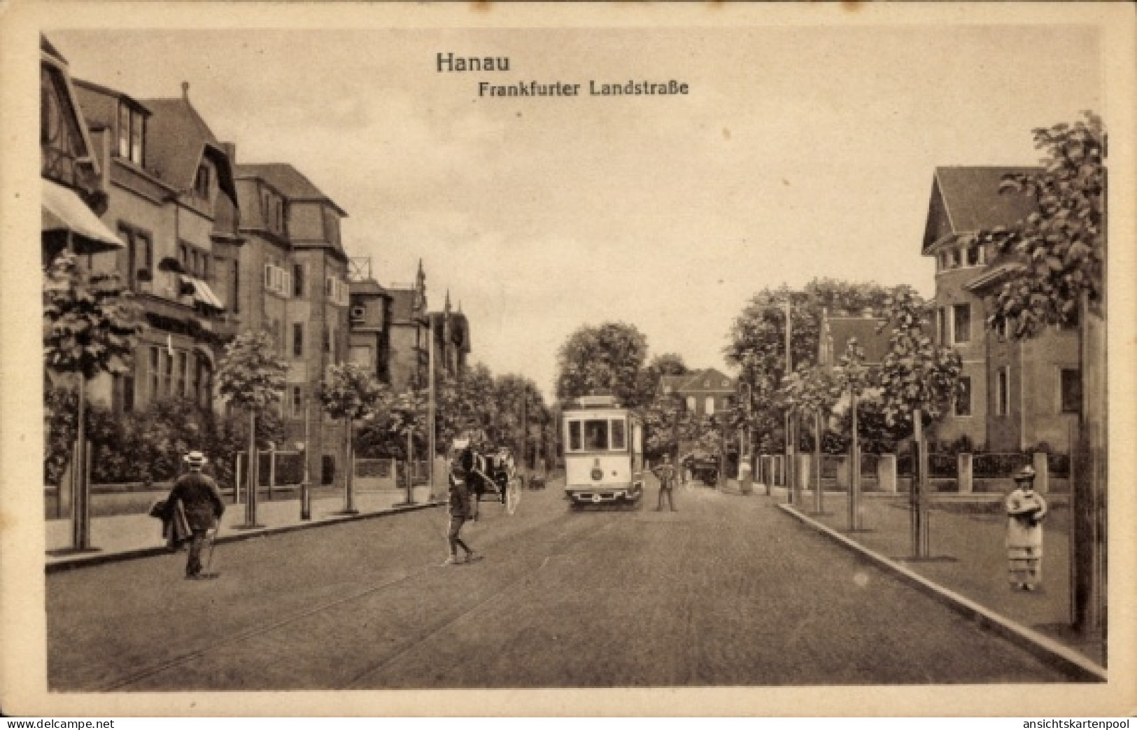 CPA Hanau im Main Kinzig Kreis Hessen, Frankfurter Landstraße, Straßenbahn