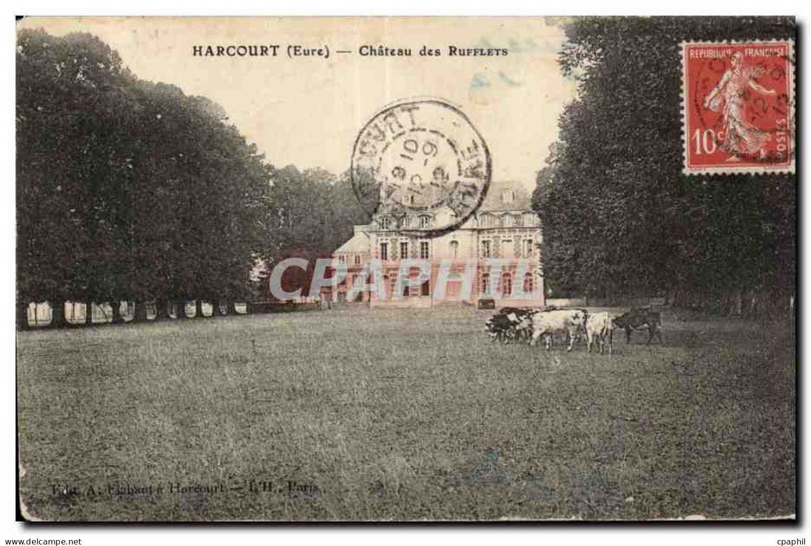 CPA Harcourt Eure Chateau Des Rufflets Vaches