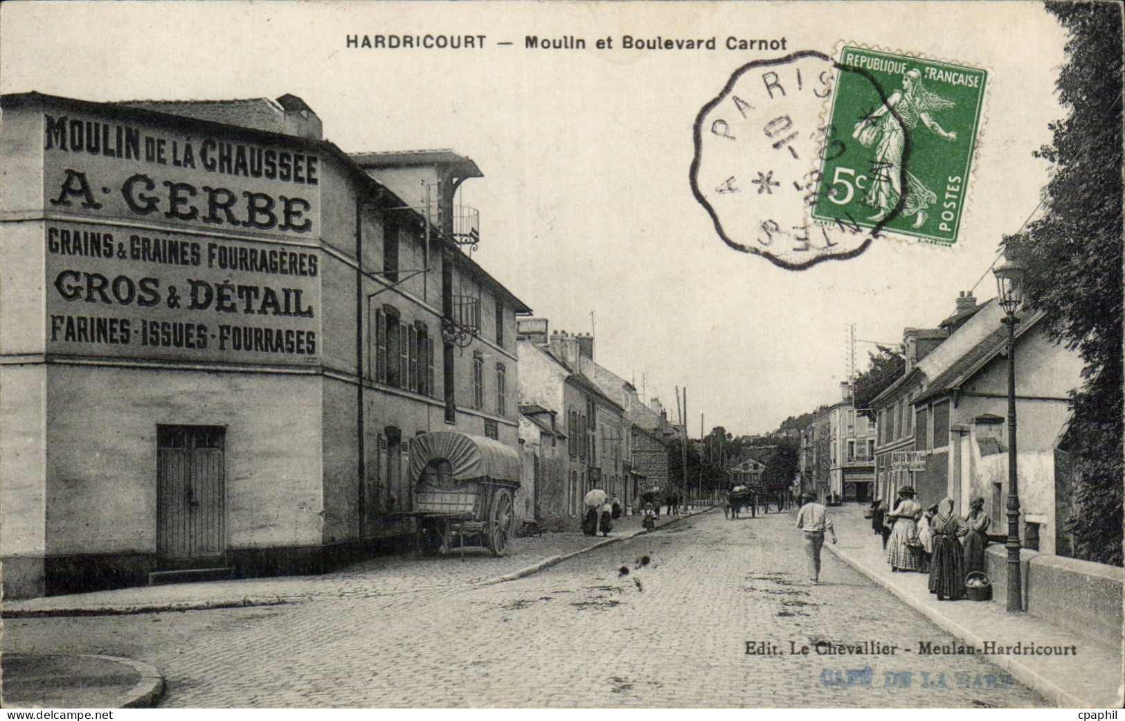 CPA Hardricourt Moulin et boulevard Carnot