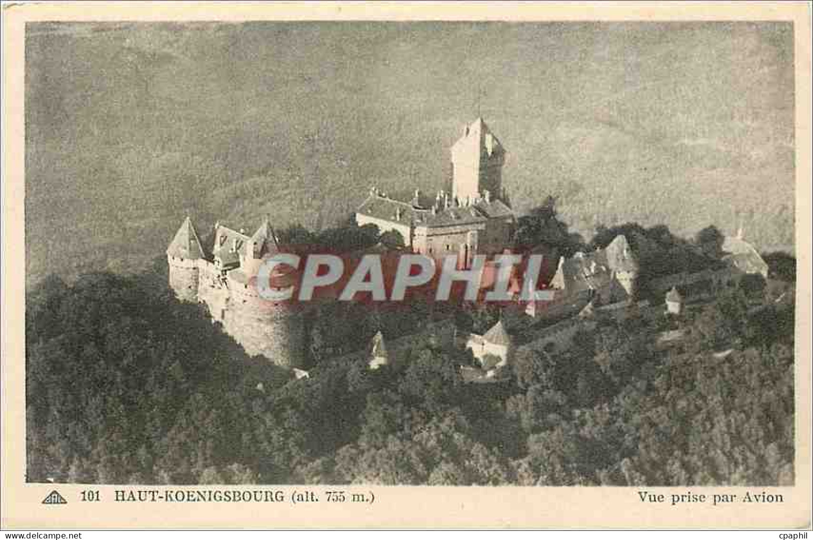CPA Haut Koenigbourg Vue prise par Avion