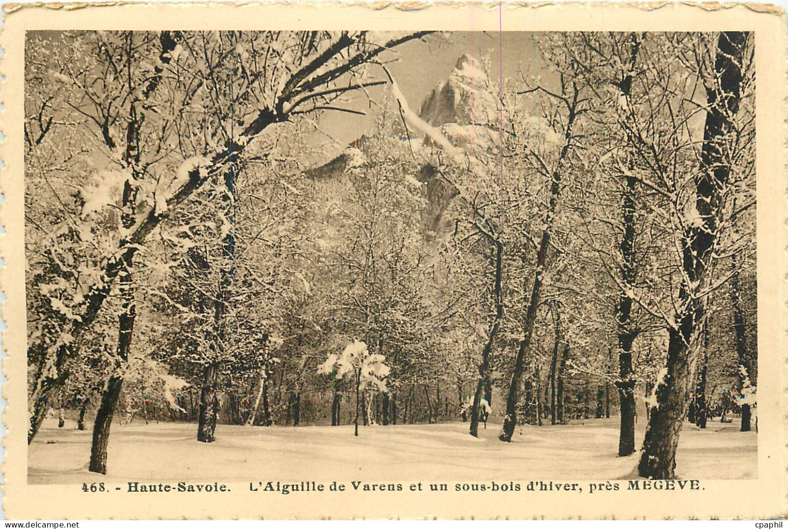 CPA Haute Savoie L'Aiguille de Varens et un sous bois d'hiver pres Megeve