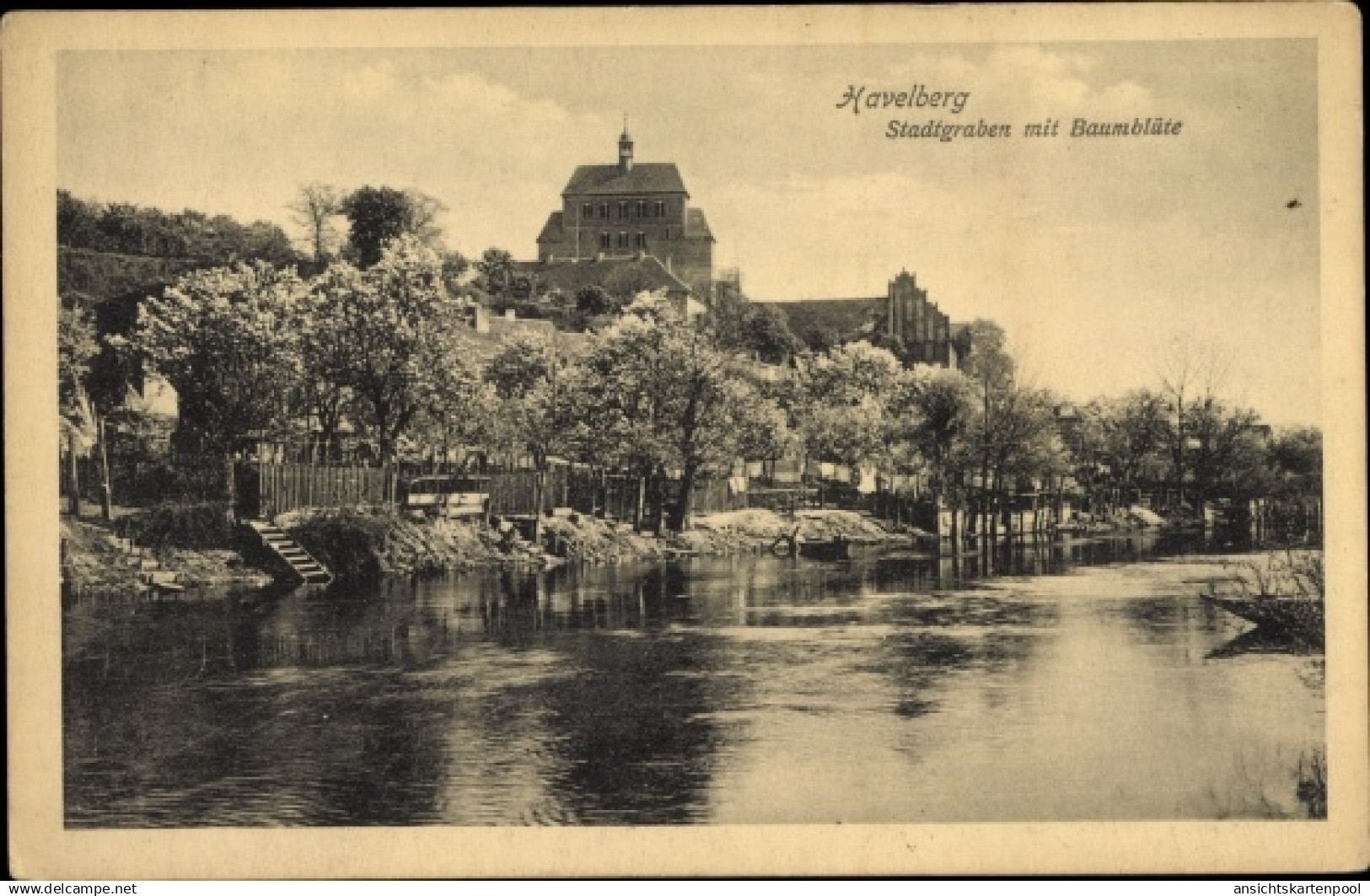 CPA Havelberg in Saxe Anhalt, Stadtgraben, Baumblüte