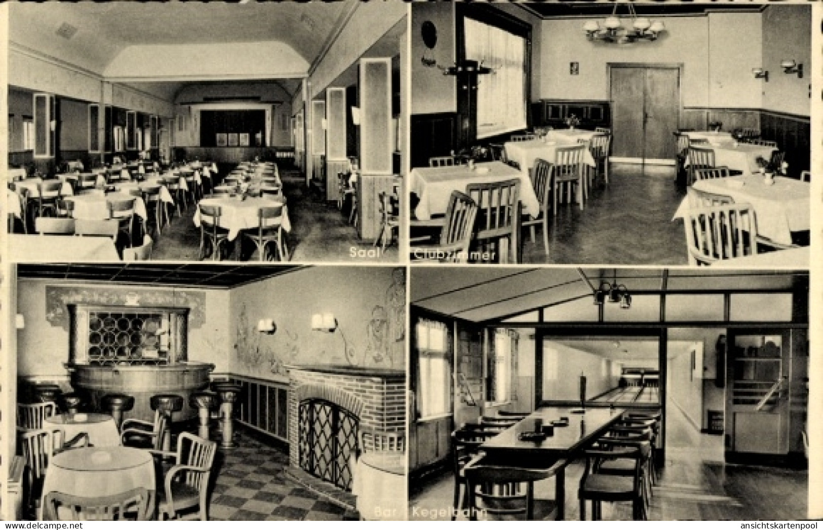 CPA Heiligenrode Stuhr in Niedersachsen, Saal, Bar Kegelbahn, Tische, Stühle, Kamin