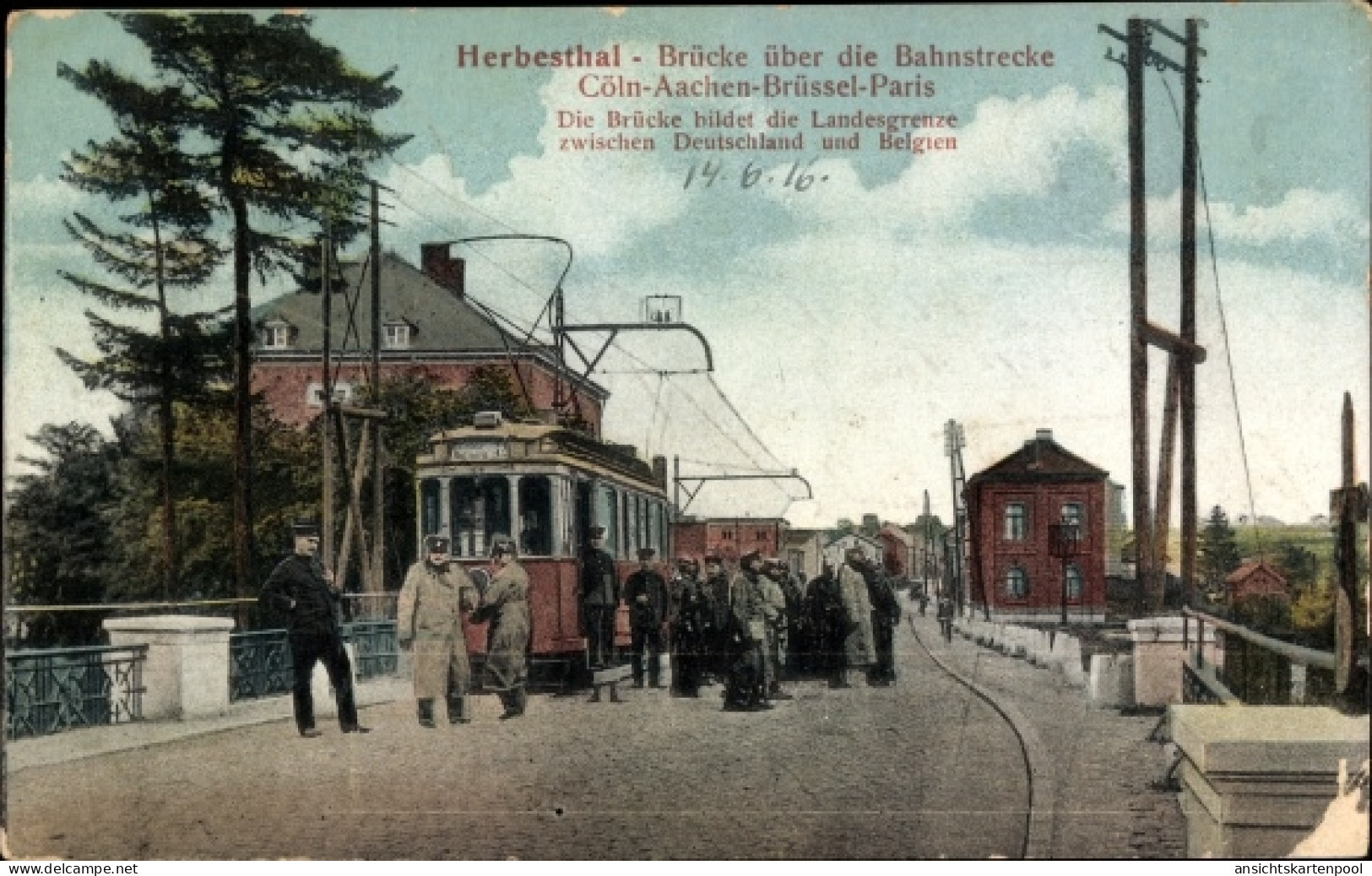 CPA Herbesthal Lontzen Wallonien Lüttich, Brücke über die Bahnstrecke Köln Aachen Brüssel Paris