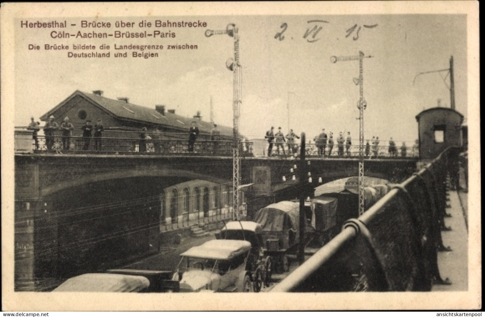 CPA Herbesthal Lontzen Wallonien Lüttich, Brücke über die Bahnstrecke Köln Aachen Brüssel Paris